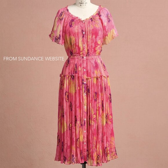SUNDANCE Dresses & Skirts - SUNDANCE CRESSIDA bright silky dressy dress XL NWT